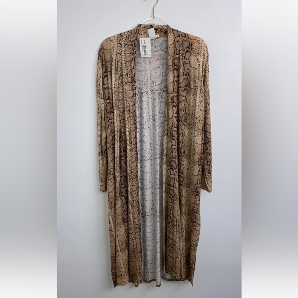 Love In Cardigan Women’s Sz M Snakeskin Print Open Front Long Sleeve Rayon NWT